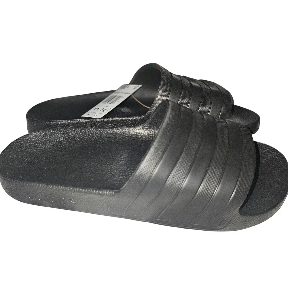 Adidas Adilette Aqua Slides‎ Mens 11 Black Sport Sandals New in box